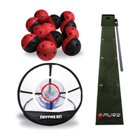 Hemmagolf träningskit med golfbollar, chippingnät och puttmatta
