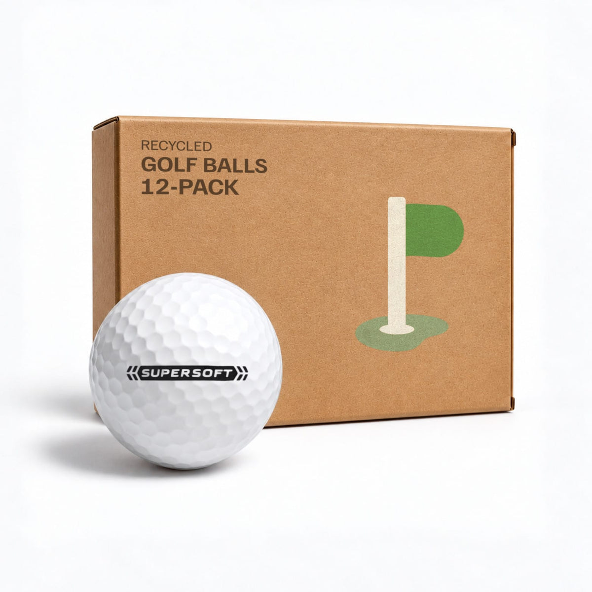 Callaway Supersoft 12-pack i kraftkartong – kvalitetskontrollerade återvunna golfbollar från Plikt Golf