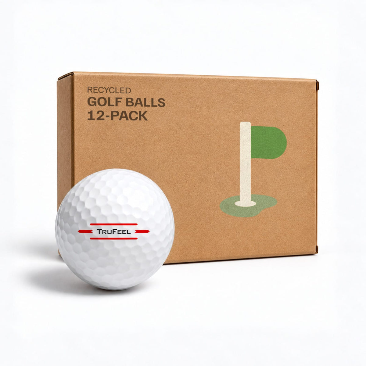 Titleist TruFeel 12-pack i kraftkartong – kvalitetskontrollerade återvunna golfbollar från Plikt Golf