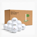Wilson Mix 50-pack i kraftkartong – kvalitetskontrollerade återvunna golfbollar från Plikt Golf