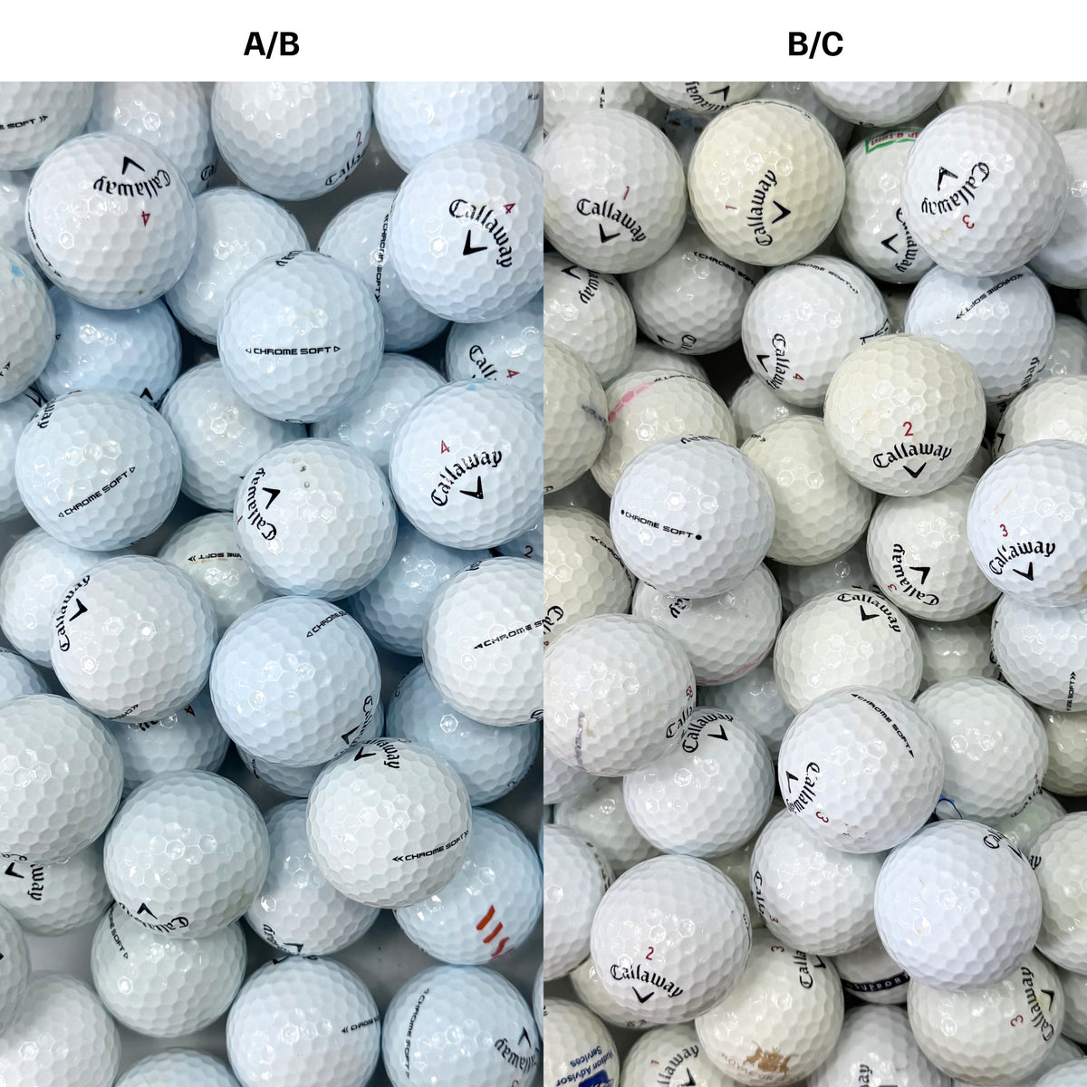 Callaway Chrome Soft golfbollar – jämförelse mellan A/B-klass och B/C-klass