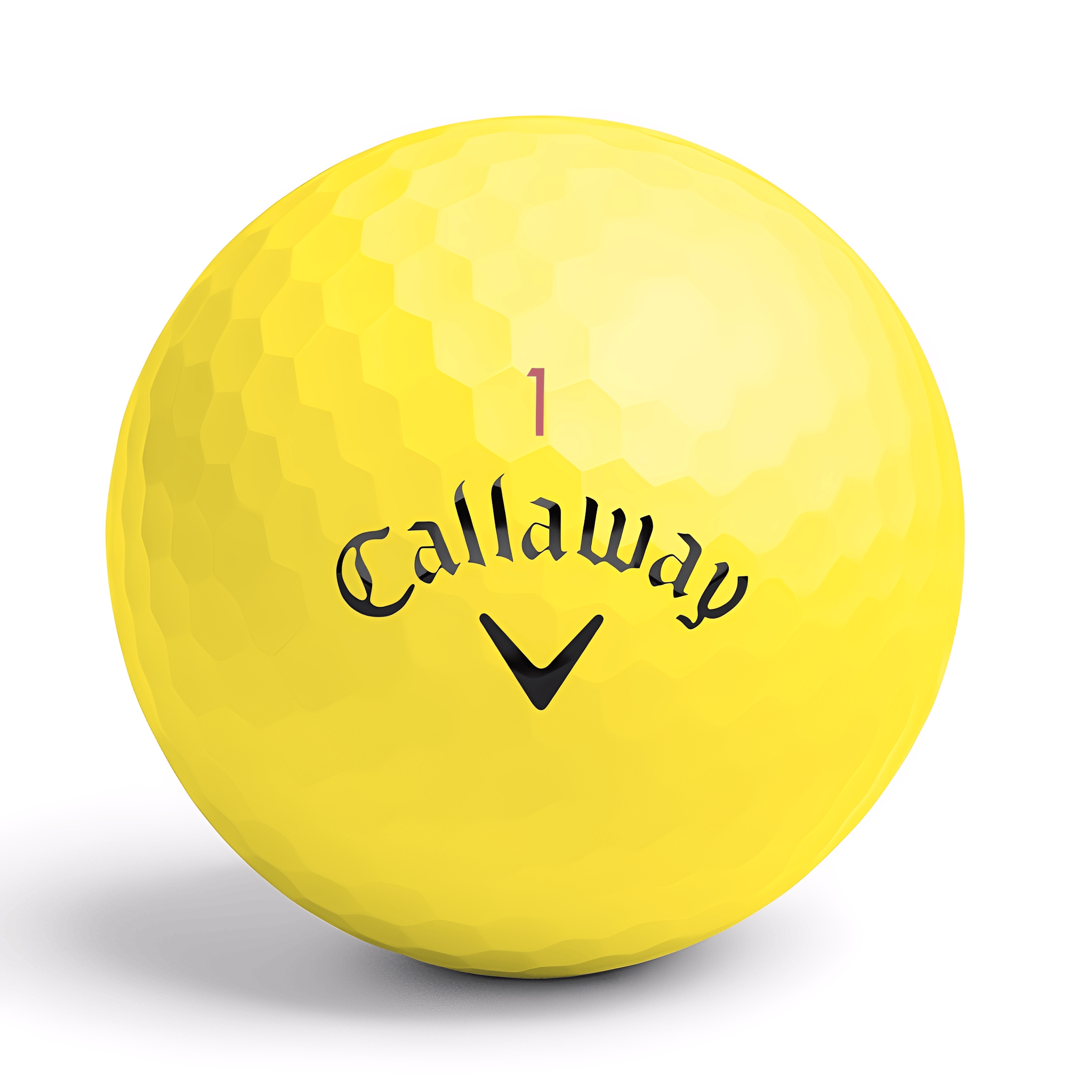 Callaway Chrome Soft X Gul logotyp på golfboll – återvunnen premiumboll hos Plikt Golf