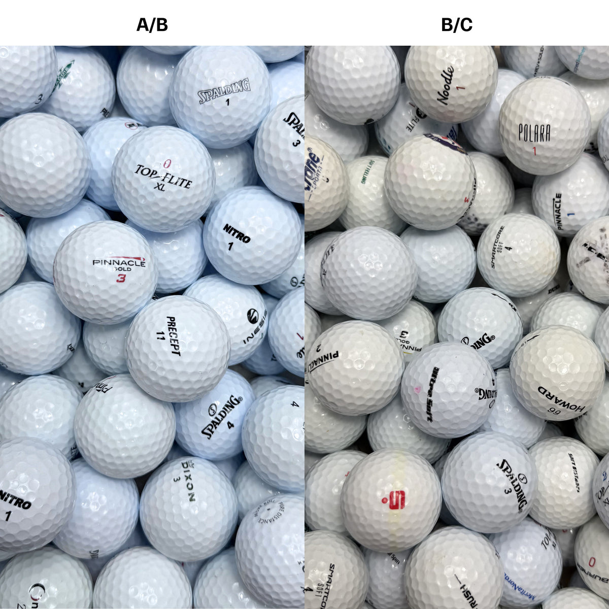 Florida Mix golfbollar – jämförelse mellan A/B-klass och B/C-klass