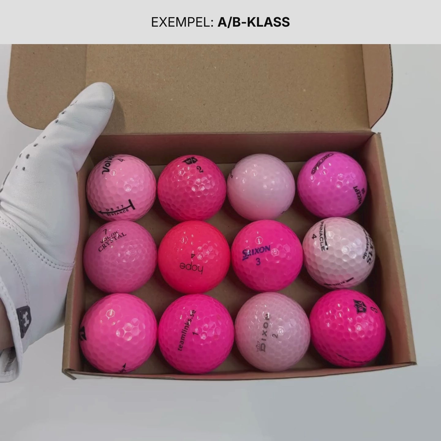 Ett exempel på hur våra Rosa Golfbollar kan se ut i A/B-Klass.