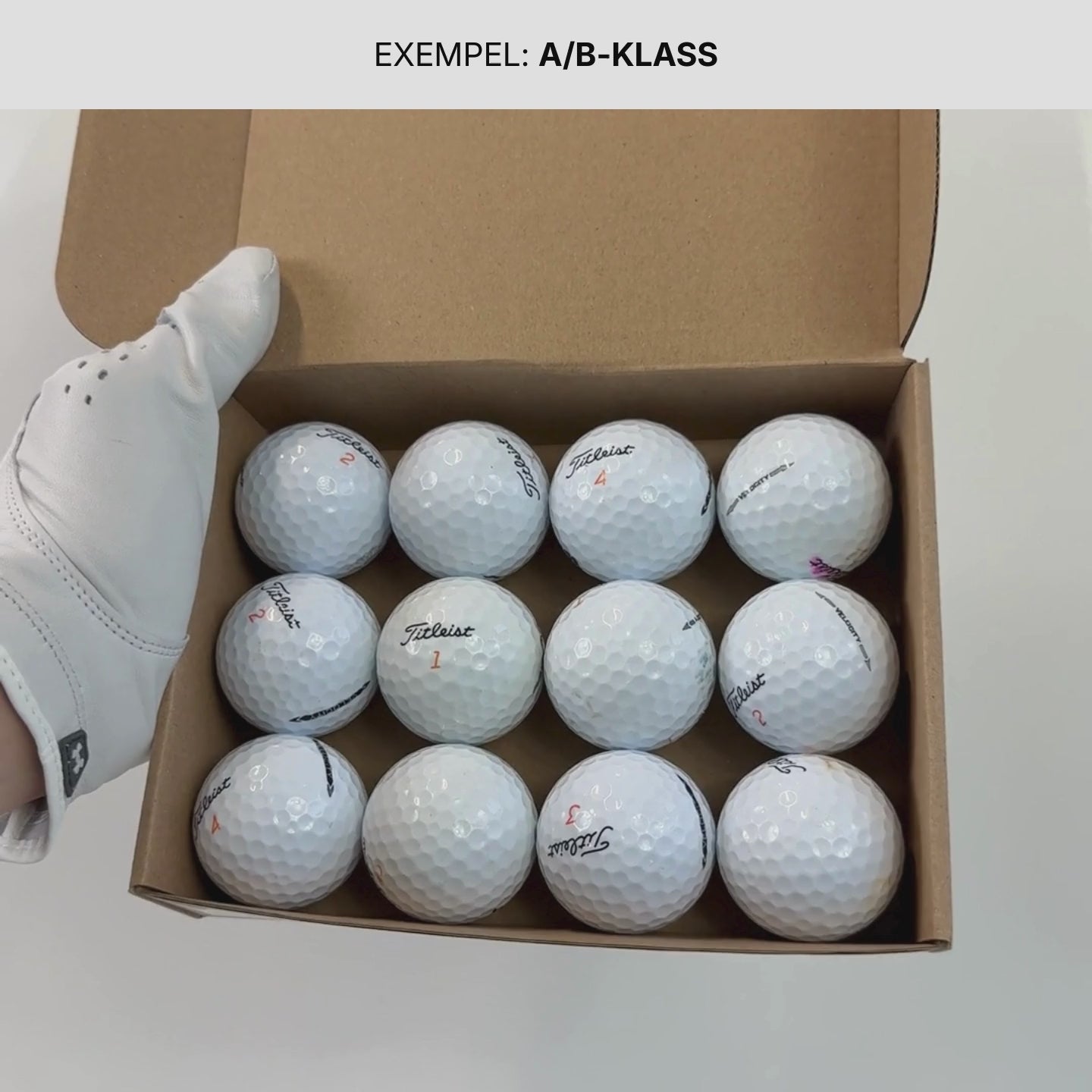 Ett exempel på hur våran Titleist Velocity kan se ut i A/B-Klass.