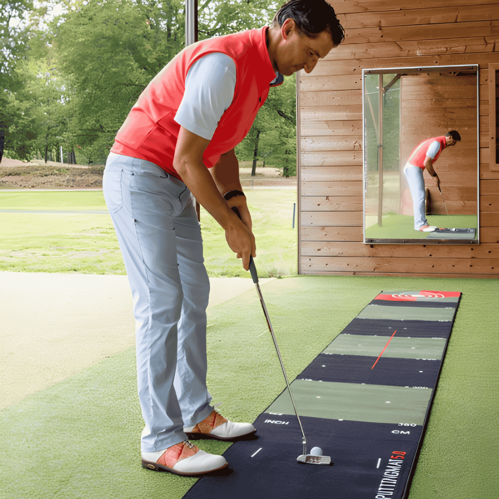 Puttmatta 0,65 x 5 m från Pure 2 Improve i användning – perfekt för inomhusgolf