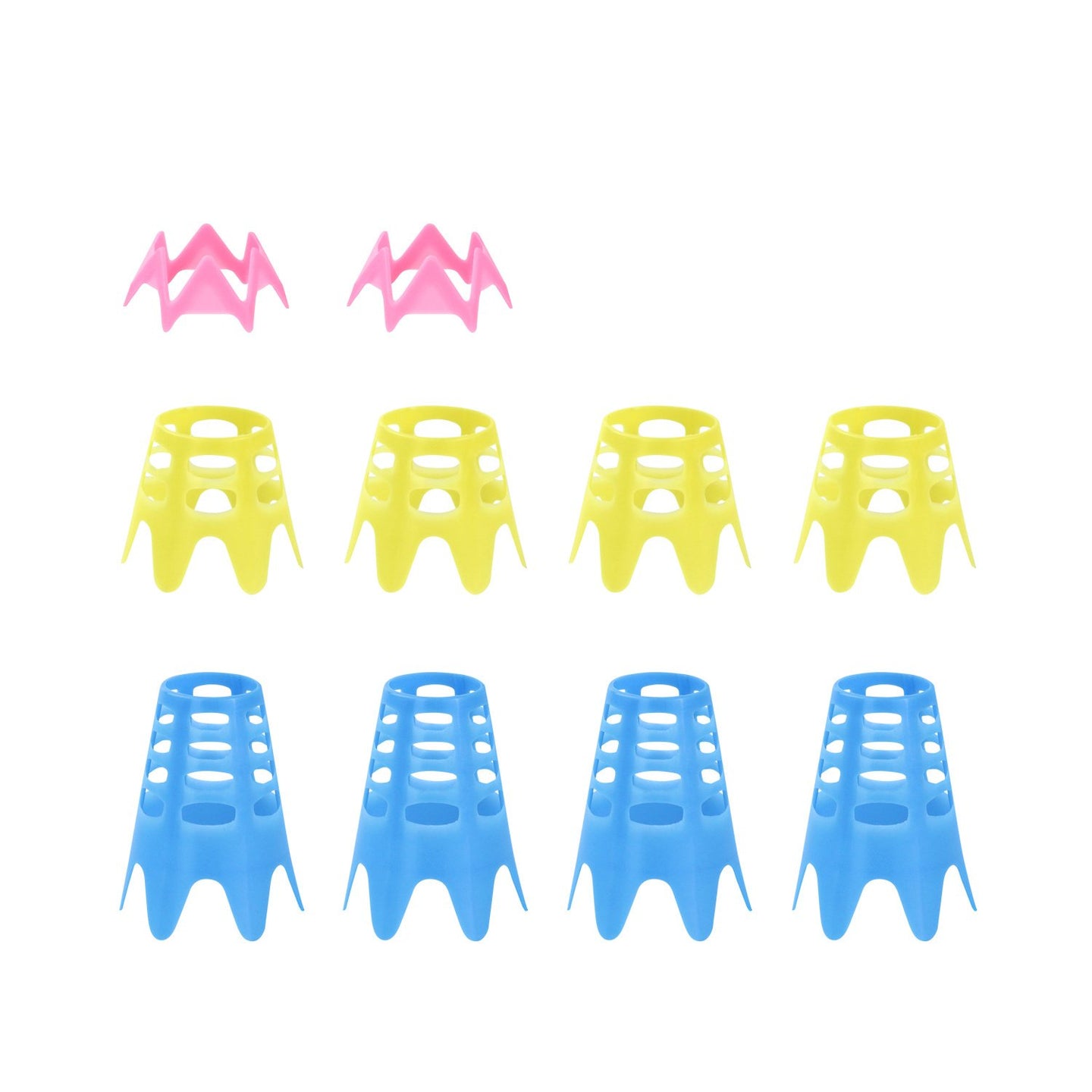 Närbild på simulatorpeggar 10-pack – slitstarka peggar för golfträningsmattor i olika färger och storlekar