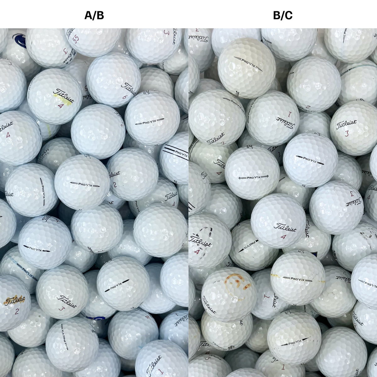 Titleist Pro V1x golfbollar – jämförelse mellan A/B-klass och B/C-klass