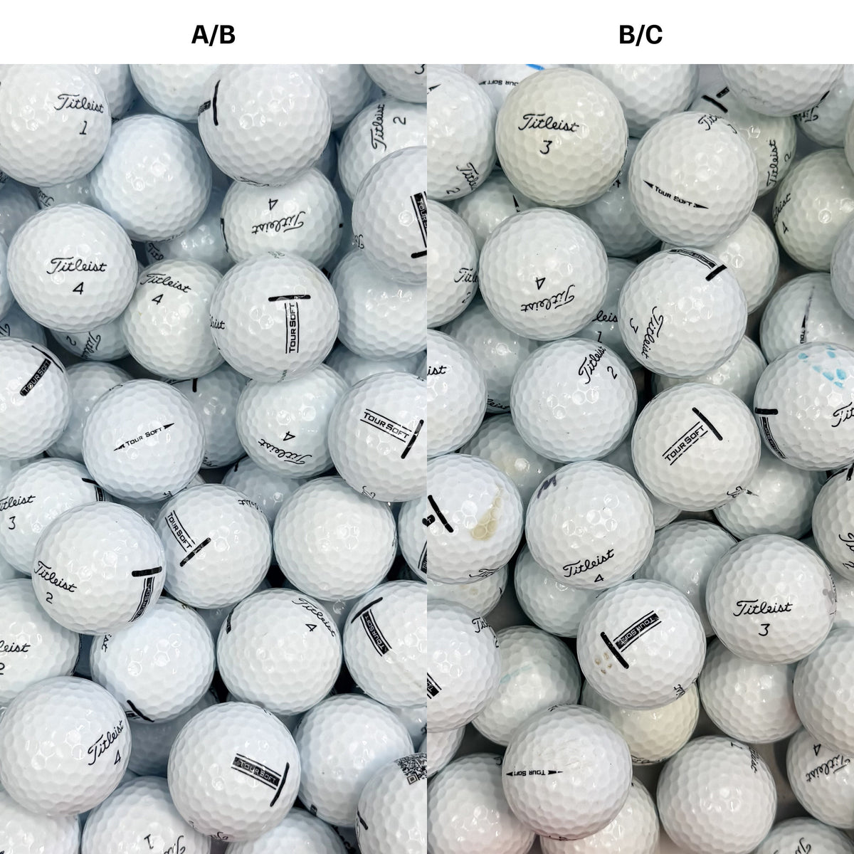 Titleist Tour Soft golfbollar – jämförelse mellan A/B-klass och B/C-klass