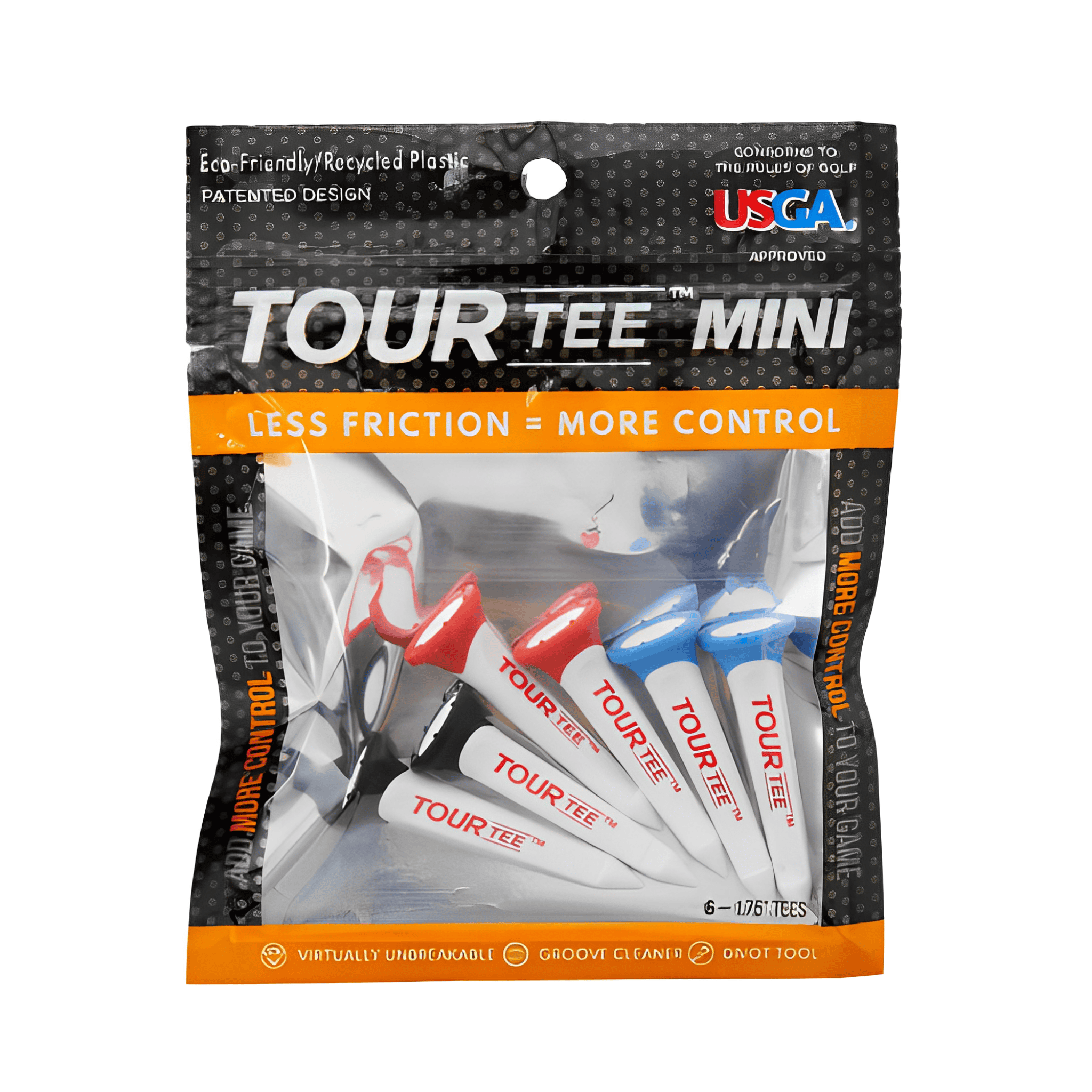 Tour Tee MINI – korta premiumpeggar för järnslag och fairwayklubbor hos Plikt Golf som påstår sig gå 12 yards längre