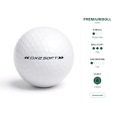 Wilson Staff DX2 Soft – egenskaper: premiumboll, mycket mjuk känsla, hög bollflykt, låg greenspinn, 2-delad, ionomerskal